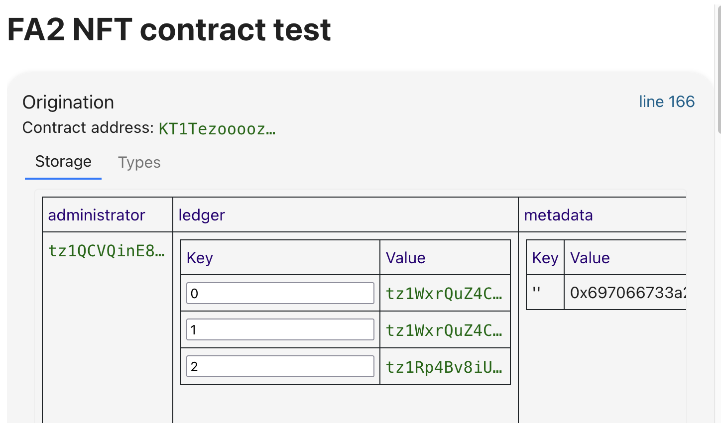 Information about the compiled contract and completed tests